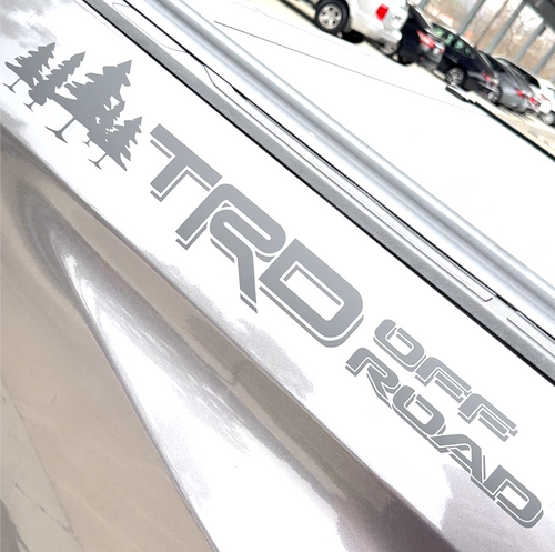 Matte Black Forest Trees Toyota TRD Style Off Road Trail Sticker Decal